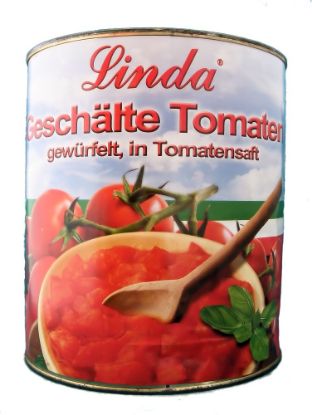 Bild von Tomaten geschält in Würfel