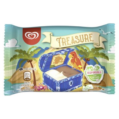 Bild von Max Schmugglerkiste mit der Beschreibung Eine Kiste gefüllt mit leckerem Schokoladeneis und Eis mit Vanillegeschmack.