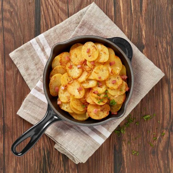 Bild von Bratkartoffeln frisch mit der Beschreibung mit Speck&Zwiebeln, vac.