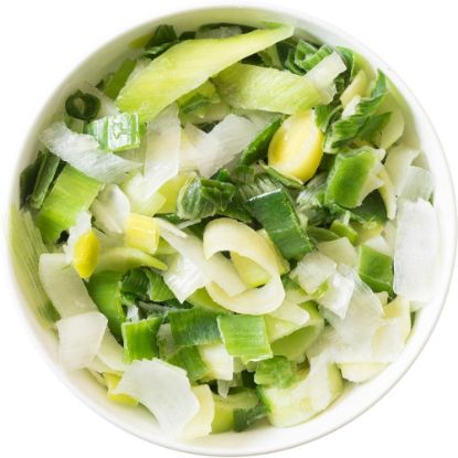 Bild von Porreescheiben mit der Beschreibung 50/50%, grün/weiß (Tifa)