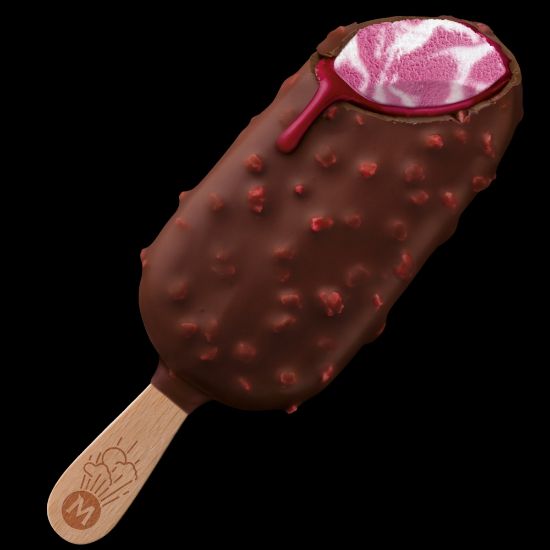 Bild von Magnum Utopia Double Cherry mit der Beschreibung Schwarze Johannisbeere-Himbeer- und Rahmeis, Sauerkirschsauce, Milchschokolade,Fruchtzuckerstückchen