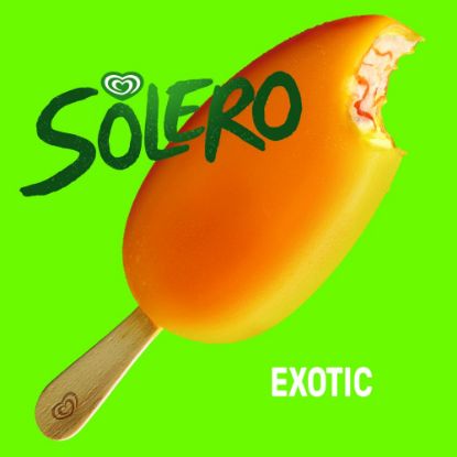 Bild von Solero Exotic mit der Beschreibung Vanilleeis, durchzogen und umhüllt mit Exotic-Frucht-Sorbet.