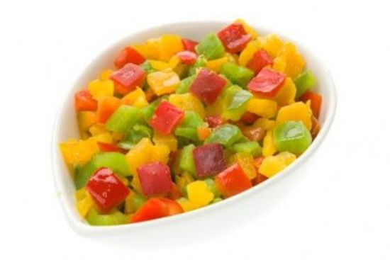 Bild von Paprikawürfel rot/gelb/grün mit der Beschreibung 10 x 10 mm  (Tifa)