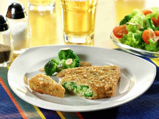 Bild von Broccoli Nuss Knusperecke mit der Beschreibung Broccoli-Nuss-Knusperecke , geeignet zur veganen Ernährung, paniert, roh, tiefgefroren