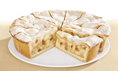 Bild von Gedeckter Apfelkuchen mit der Beschreibung Gedeckter Apfelkuchen mit saftiger Apfelfüllung, Zimtnote und knusprigem Mürbeteig