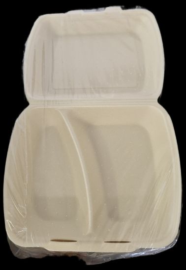 Bild von Menüboxen weiß/cream 2-geteilt mit der Beschreibung 100 Stück / 23x19cm