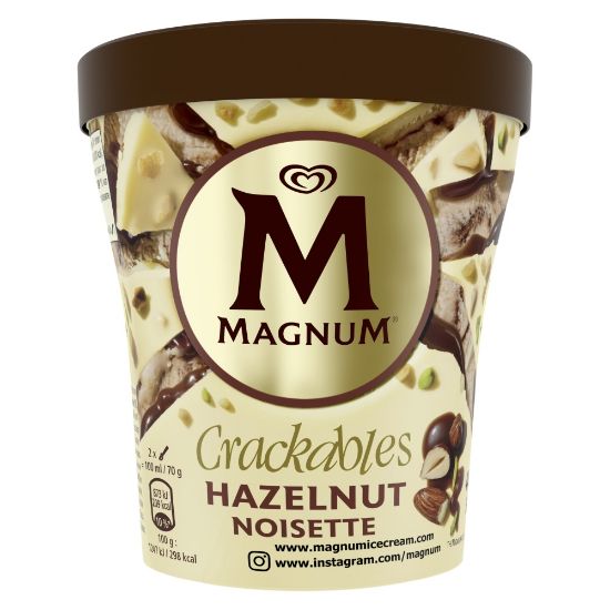 Bild von Magnum Crackables Hazelnut mit der Beschreibung Eis mit Haselnussgeschmack und knackiger Schokoladenhülle.