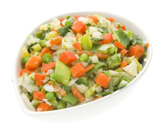 Bild von Suppengemüse (Tifa) mit der Beschreibung Brechbohnen Blumenkohl Porree Erbsen Karotten, Stangensellerie Knollensellerie Rosenkohl Wirsing