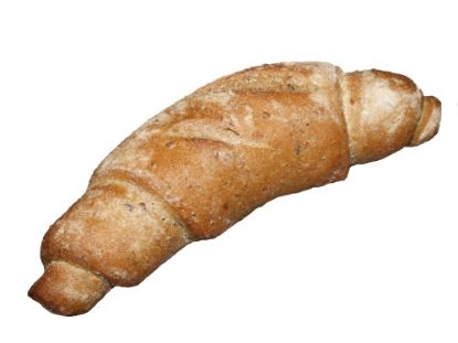 Bild von Kornspitz 80g mit der Beschreibung 	
Dunkel gewickeltes Weizenmischbrötchen, leicht bemehlt mit zwei Schnitten.