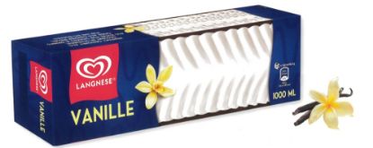 Bild von Langnese Eisrolle Vanille mit der Beschreibung Vanilleeis im Blockformat mit eleganter Wellenform und hochwertiger Optik.