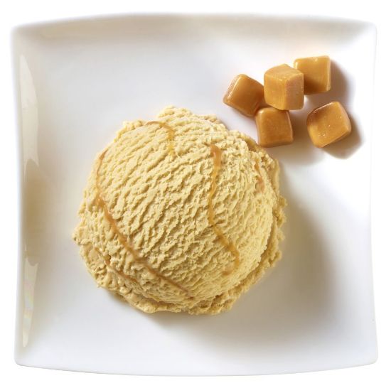 Bild von CD Toffee vegan mit der Beschreibung Veganes Eis mit Karamellgeschmack auf Sojabasis.