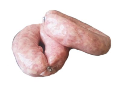 Bild von Bregenwurst frisch mit der Beschreibung im Ring ca.150g / vac.