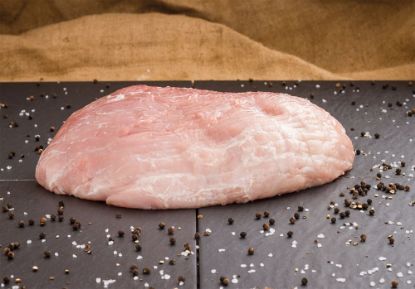 Bild von Schweineoberschale gefroren mit der Beschreibung ohne Fett Deckel