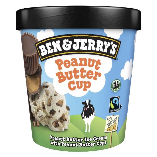 Bild von Peanut Butter Cup mit der Beschreibung Erdnussbutter-Eis, voll gespickt mit Drops aus Erdnusscreme.