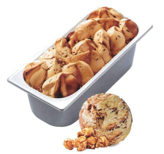 Bild von CDS Caramel Popcorn mit der Beschreibung Karameleis mit gesalzener Karamelsauce und karamelisierten Maisstückchen mit Popcorngeschmack