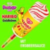 Bild von Max Push up Haribo mit der Beschreibung Eis mit Vanillegeschmack und Erdbeersauce und Fruchtgummibärchen.