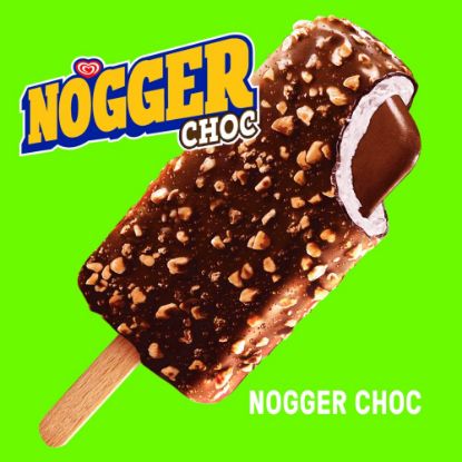 Bild von Nogger Choc mit der Beschreibung Vanilleeis mit Nougatcremekern, knackige Kakaoglasur mit weißen Nougatstückchen.