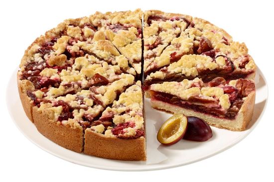 Bild von Pflaumenkuchen m Butterstr. mit der Beschreibung Zwetschgenkuchen auf Mürbeteig mit saftigen Früchten und goldbraunen Butterstreuseln